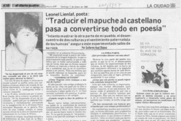 "Traducir el mapuche al castellano pasa a convertirse todo en poesía"  [artículo] Guillermo Raúl Chávez.