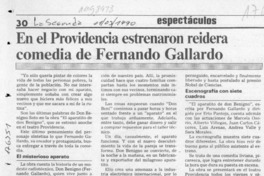 En el Providencia estrenaron reidera comedia de Fernando Gallardo  [artículo].