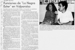 Funciones de "La negra Ester" en Valparaíso  [artículo].