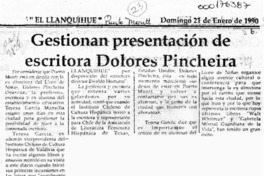 Gestionan presentación de escritora Dolores Pinchiera  [artículo].