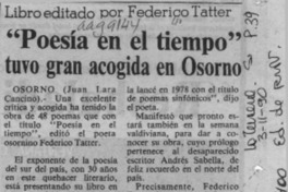 "Poesía en el tiempo" tuvo gran acogida en Osorno  [artículo] Juan Lara Cancino.