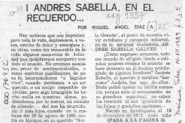 Andrés Sabella en el recuerdo  [artículo] Miguel Angel Díaz A.
