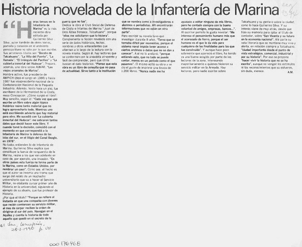 Historia novelada de la Infantería de Marina  [artículo] A. M.