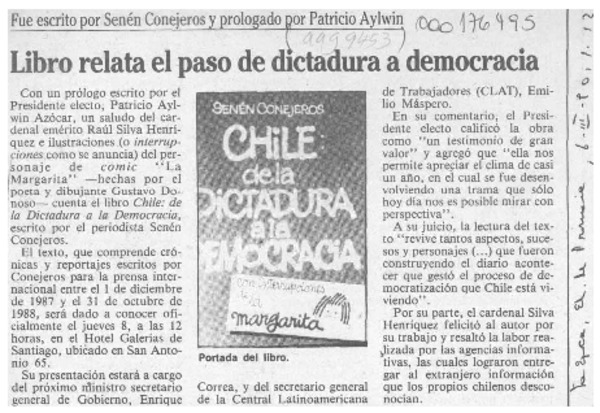 Libro relata el paso de dictadura a democracia  [artículo].