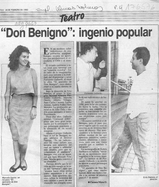 "Don Benigno", ingenio popular  [artículo] Carmen Mera O.