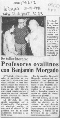 Profesores ovallinos con Benjamín Morgado  [artículo].