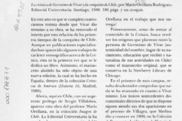La Crónica de Gerónimo de Vivar y la Conquista de Chile  [artículo] José Miguel Barros.