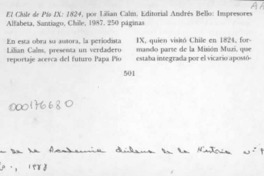 El Chile de Pío IX  [artículo] Sergio Martínez Baeza.