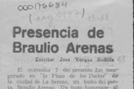 Presencia de Braulio Arenas  [artículo] José Vargas Badilla.