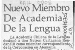 Nuevo miembro de Academia de la Lengua  [artículo].