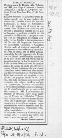 Declaraciones de rentas, Año tributario 1990  [artículo] Osvaldo Torres-Ahumada.
