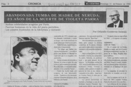 Abandonada tumba de madre de Neruda, 23 años de la muerte de Violeta Parra