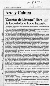 "Cuentos de Llotaqui", libro de la quillotana Lucía Lezaeta