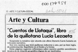 "Cuentos de Llotaqui", libro de la quillotana Lucía Lezaeta