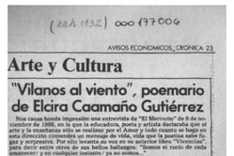 "Vilanos al viento", poemario de Elcira Caamaño Gutiérrez  [artículo] Magdiel Gutiérrez Pérez.