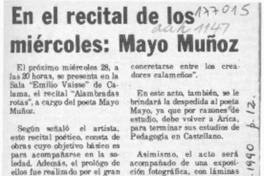 En el recital de los miércoles, Mayo Muñoz  [artículo].