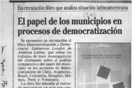 El Papel de los municipios en procesos de democratización  [artículo].