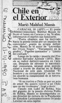 Murió Mahfud Massís  [artículo].