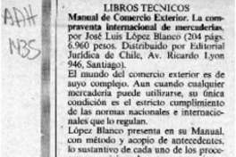 Manual de Comercio Exterior, la compraventa internacional de mercaderías  [artículo] Osvaldo Torres-Ahumada.