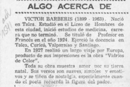 Algo acerca de Víctor Barberis  [artículo].