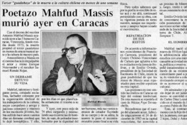 Poetazo Mahfud Massis murió ayer en Caracas  [artículo].