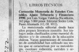 Corrección monetaria de estados contables  [artículo] Osvaldo Torres-Ahumada.
