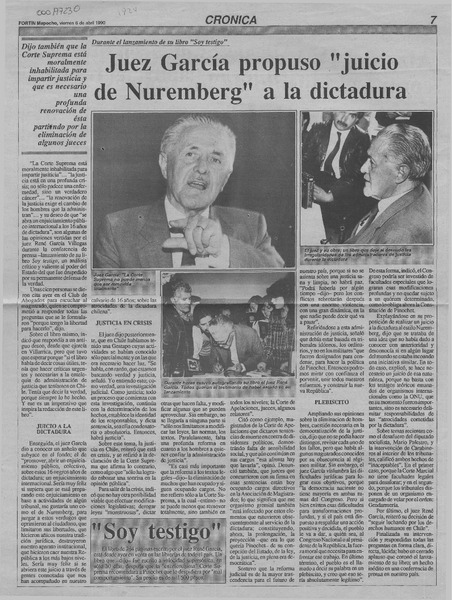 Juez García propuso "juicio de Nuremberg" a la dictadura  [artículo].