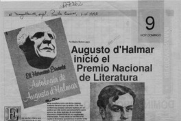 Augusto D'Halmar inició el Premio Nacional de Literatura  [artículo] Marino Muñoz Lagos.