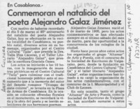 Conmemoran el natalicio del poeta Alejandro Galaz Jiménez  [artículo].