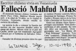 Falleció Mahfud Massis  [artículo].