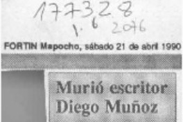Murió escritor Diego Muñoz  [artículo].