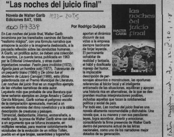 "Las noches del juicio final"  [artículo] Rodrigo Quijada.