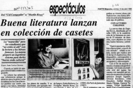 Buena literatura lanzan en colección de casetes  [artículo] Juan Carlos Cáceres.