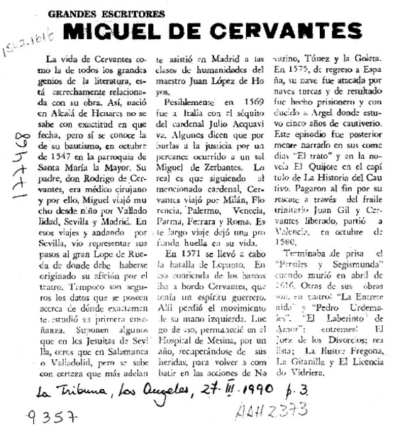Miguel de Cervantes  [artículo].