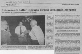 Interesante taller literario ofreció Benjamín Morgado  [artículo].
