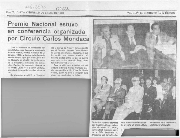 Premio Nacional estuvo en conferencia organizada por Círculo Carlos Mondaca  [artículo].
