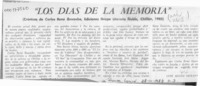 "Los días de la memoria"  [artículo] Luis Agoni Molina.
