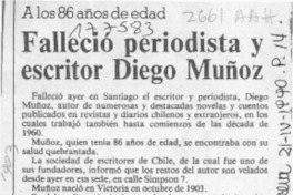 Falleció periodista y escritor Diego Muñoz  [artículo].