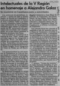 Intelectuales de la V Región en homenaje a Alejandro Galaz  [artículo].