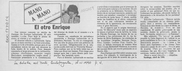 El otro Enrique  [artículo] Andrea Andrade.