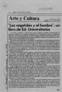 "Los vegetales y el hombre", un libro de Ed. Universitarias  [artículo] S. V.