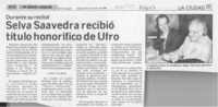 Selva Saavedra recibió título honorífico de Ufro  [artículo].