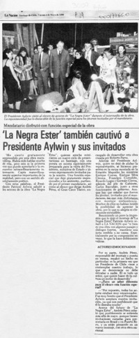 "La Negra Ester" también cautivó a Presidente Aylwin y sus invitados  [artículo].
