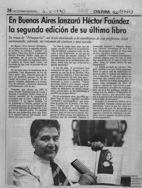 En Buenos Aires lanzará Héctor Faúndez la segunda edición de su ultimo libro  [artículo].