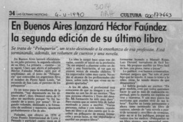 En Buenos Aires lanzará Héctor Faúndez la segunda edición de su ultimo libro  [artículo].