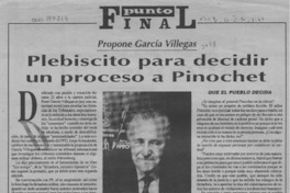 Plebiscito para decidir un proceso a Pinochet  [artículo] Paula Chahin.