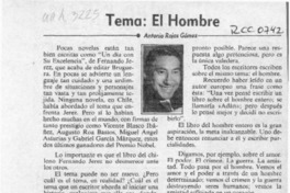 Tema, el hombre  [artículo] Antonio Rojas Gómez.