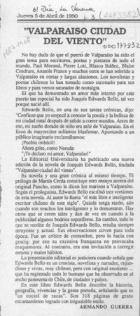 "Valparaíso ciudad del viento"  [artículo] Armando Guerra.