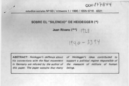 Sobre el "Silencio" de Heidegger  [artículo] Juan Rivano.