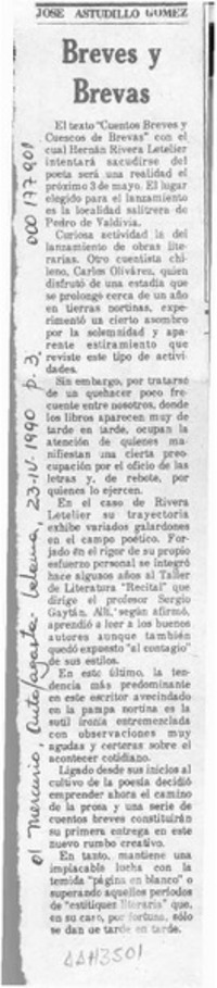 Breves y brevas  [artículo] José Astudillo Gómez.